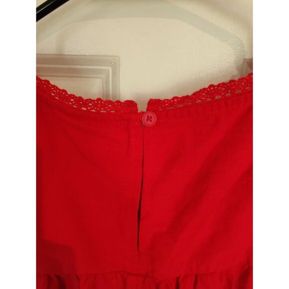 Knox Rose Sleeveless Cherry Red Crochet Belted Knee Length Dress W Pockets L NWT - Picture 9 of 9
